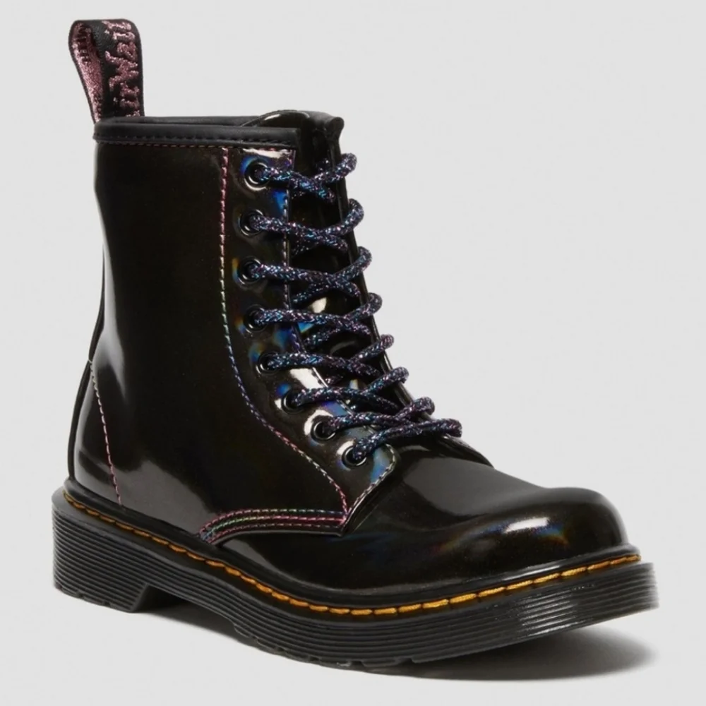 Dr. Martens Junior 1460 Sparkle Rays Lace Up Boots in Black